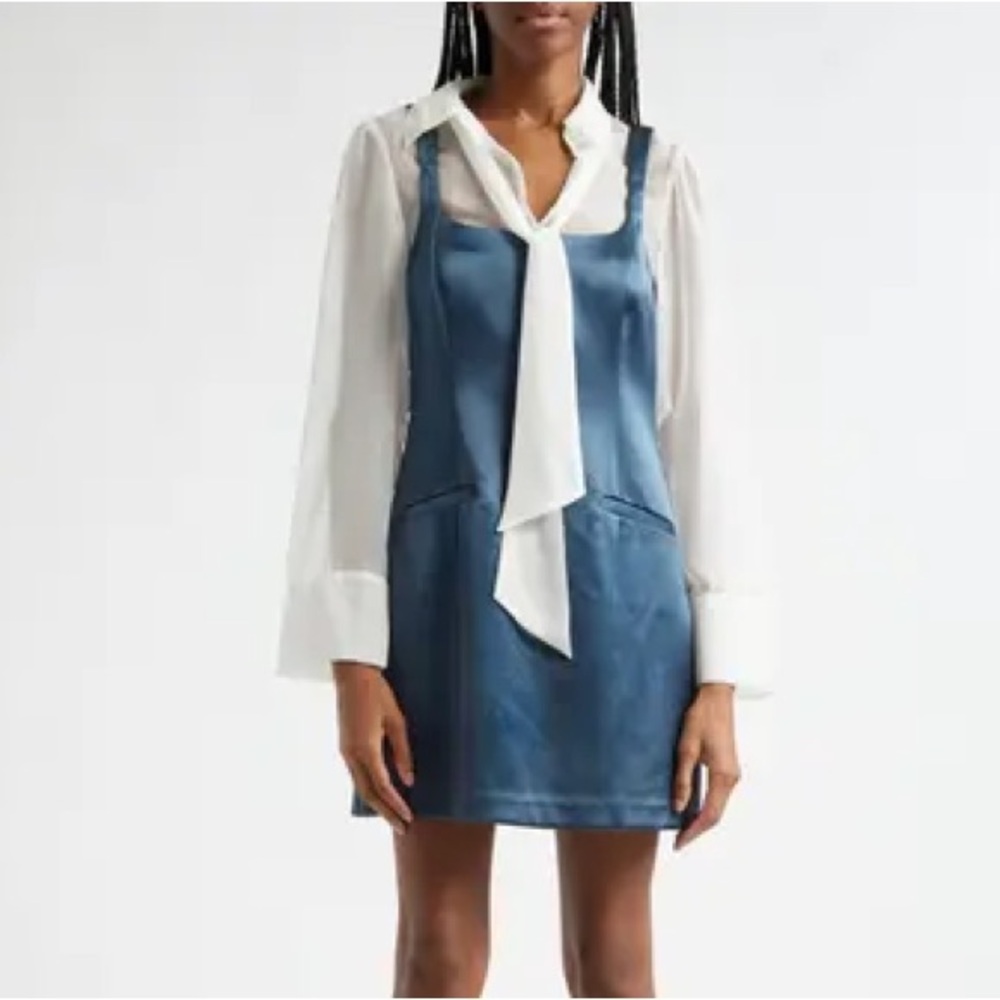 BNWT Cinq à Sept Naia Satin Shirt Dress